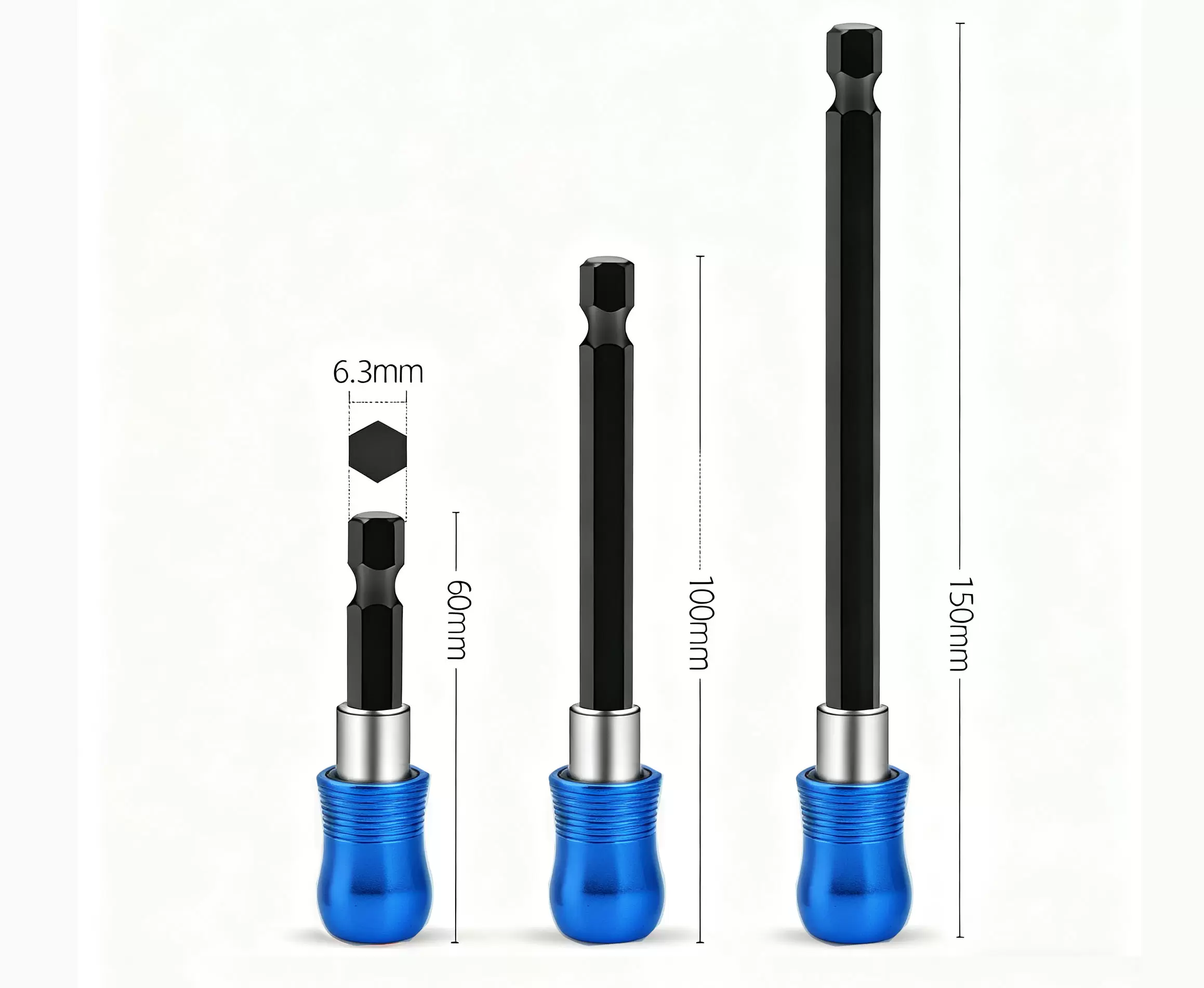 Mandrin &agrave; changement rapide hexagonal 1/4" de 100 mm