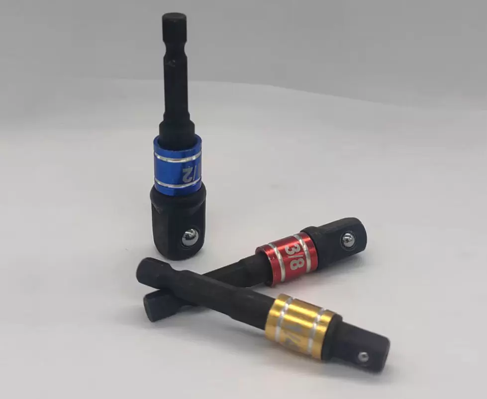 Ensemble d'adaptateurs pour douilles à impact 1/4", 3/8" et 1/2", tige hexagonale, multicolore